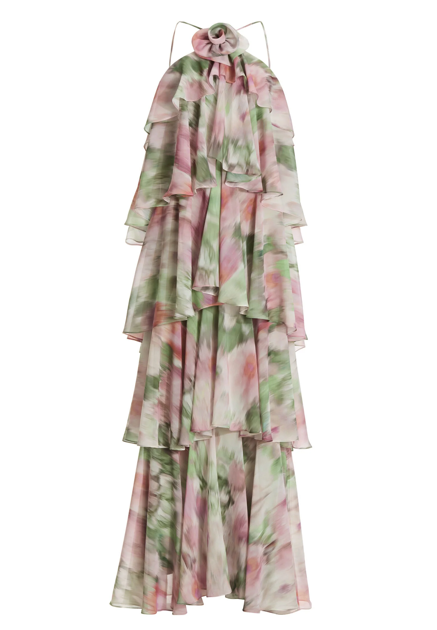 Abendkleid aus bedrucktem Chiffon mit gestuften Volants - Image 6