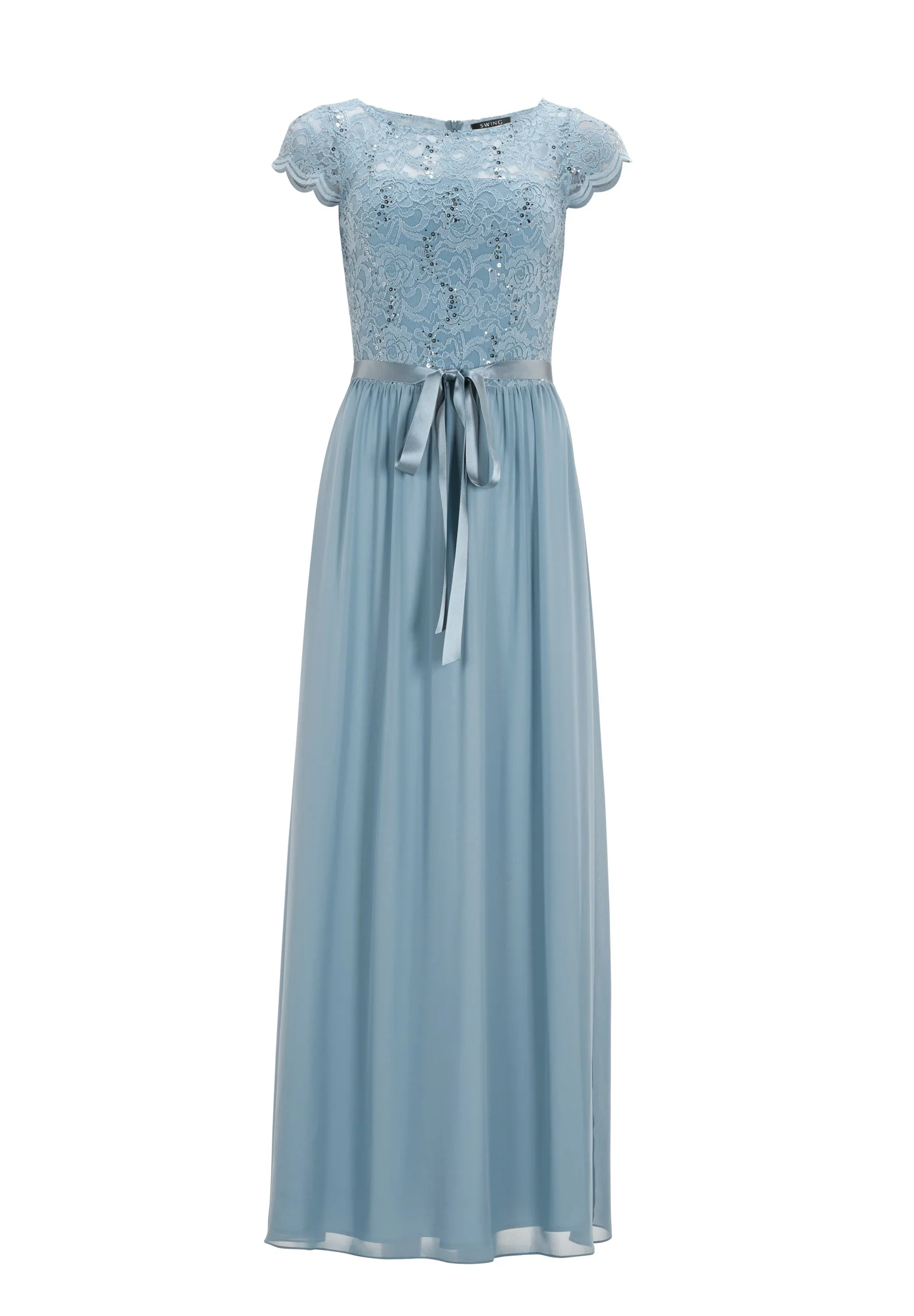 Abendkleid aus Chiffon mit paillettenbesetztem Spitzenoberteil - Image 12