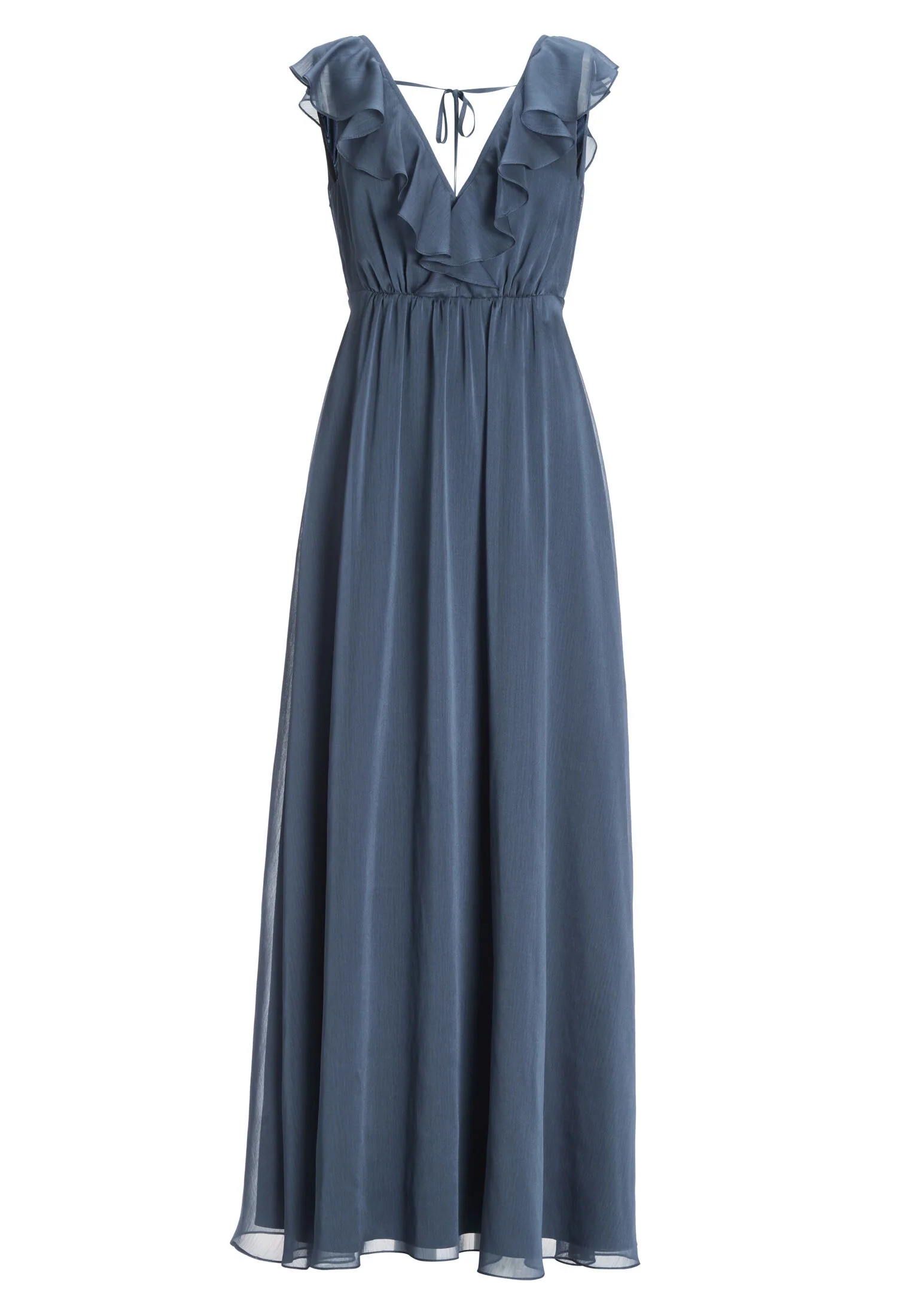 Abendkleid aus Crinkle Chiffon mit tiefem Ausschnitt und Rüschen - Image 6