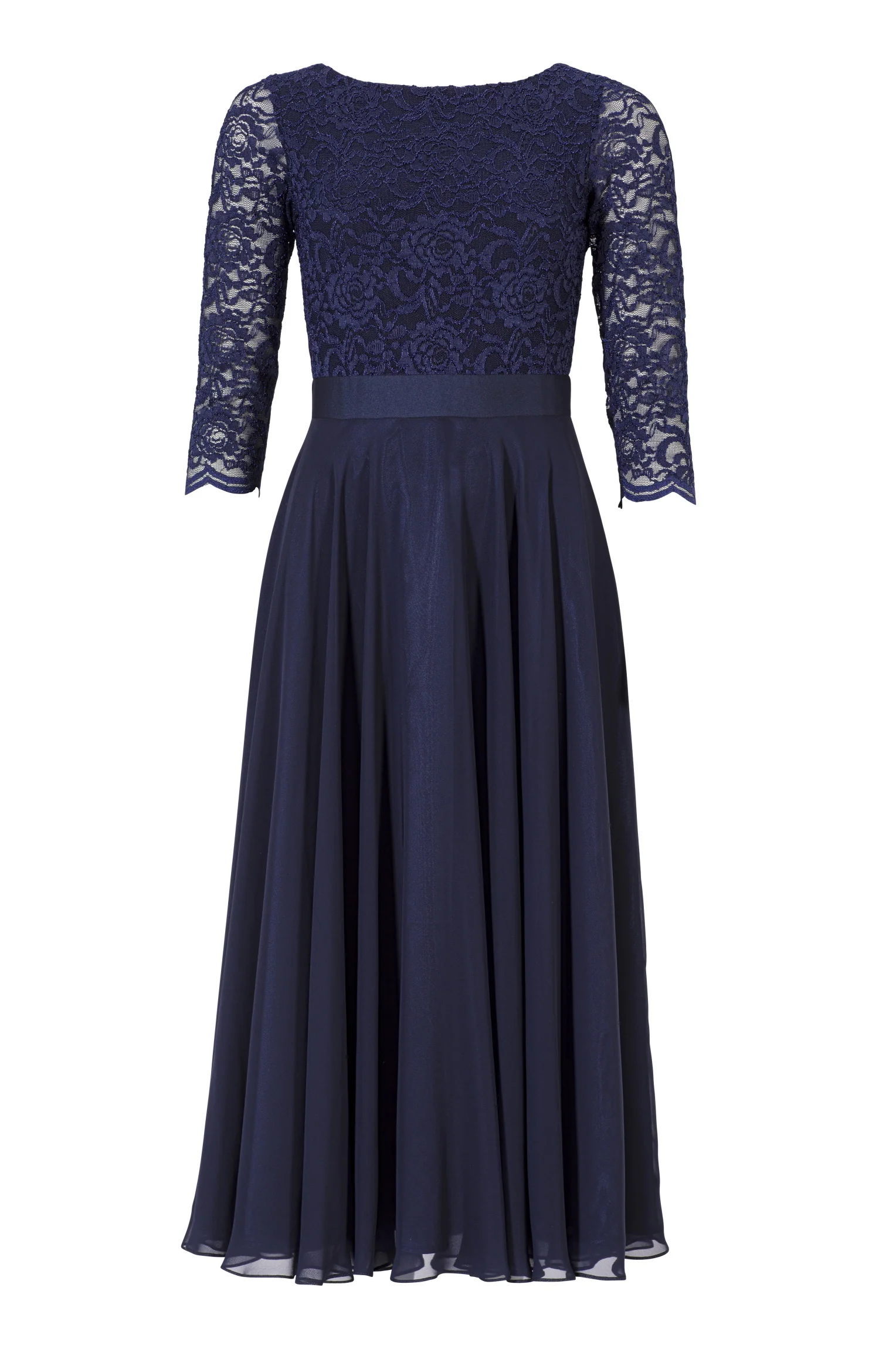 Abendkleid Midi mit Oberteil aus floraler Spitze und Chiffon Rock - Image 12