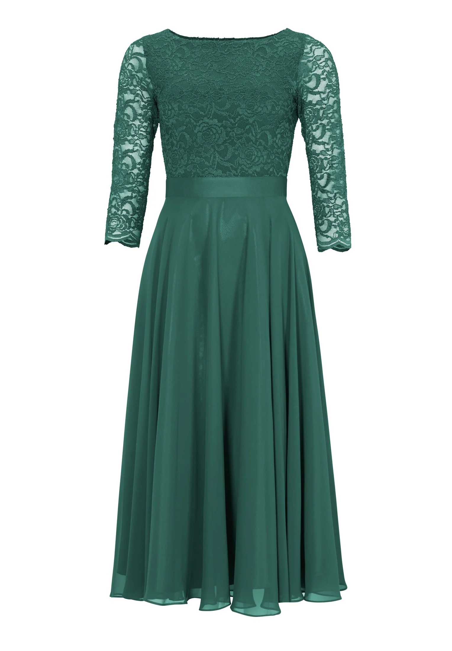 Abendkleid Midi mit Oberteil aus floraler Spitze und Chiffon Rock - Image 18