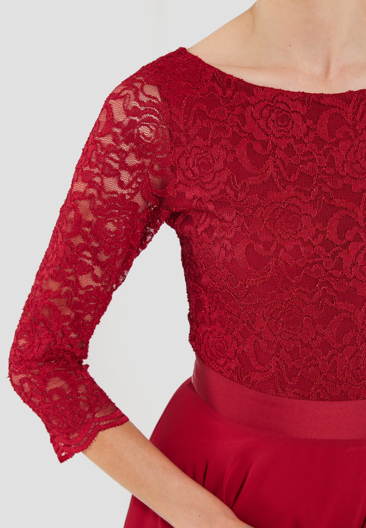 Abendkleid Midi mit Oberteil aus floraler Spitze und Chiffon Rock - Image 28