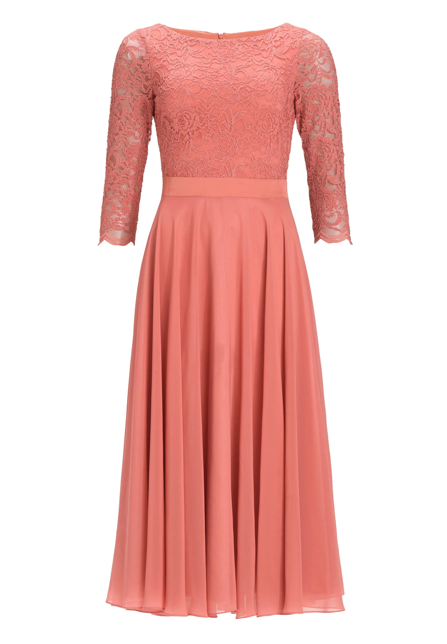 Abendkleid Midi mit Oberteil aus floraler Spitze und Chiffon Rock - Image 36