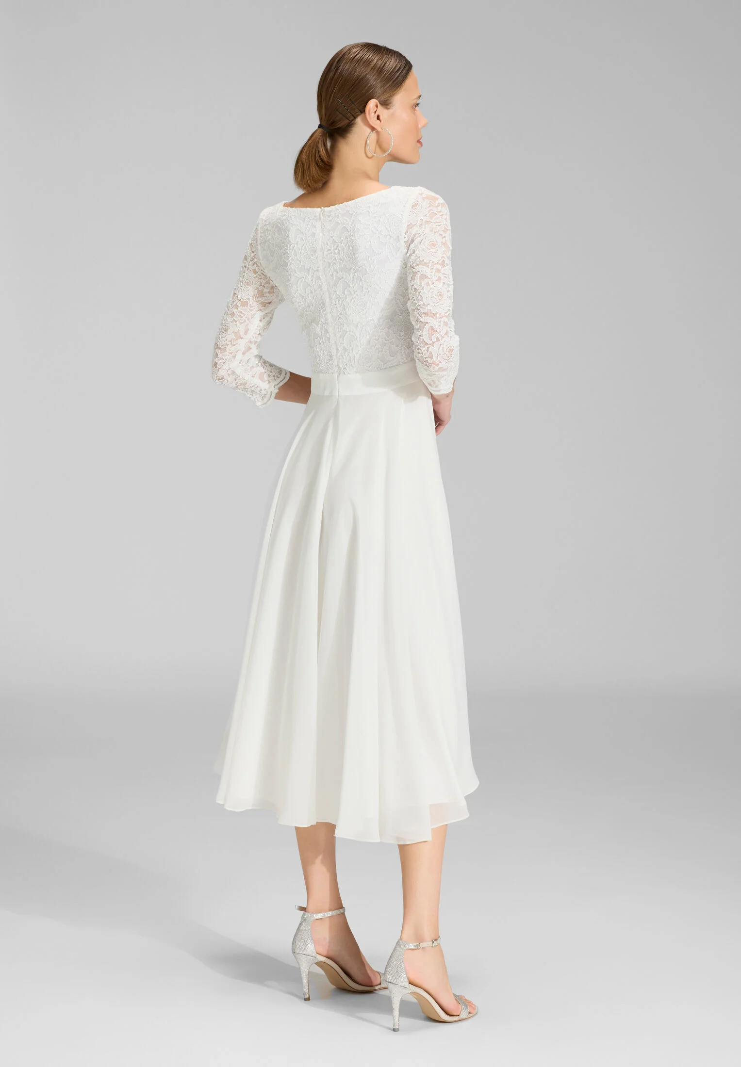 Abendkleid Midi mit Oberteil aus floraler Spitze und Chiffon Rock - Image 38