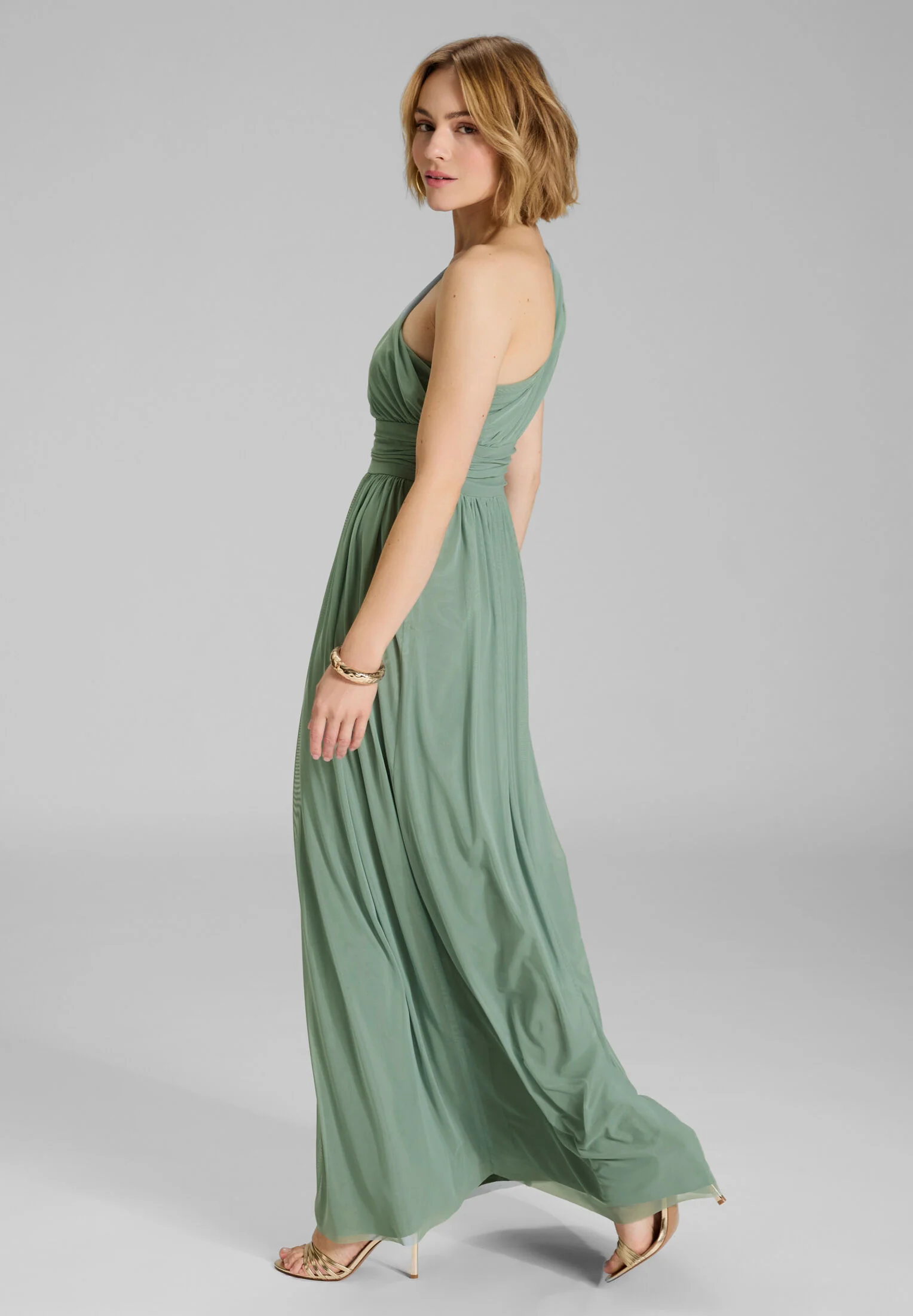 Abendkleid One Shoulder aus Mesh - Image 5