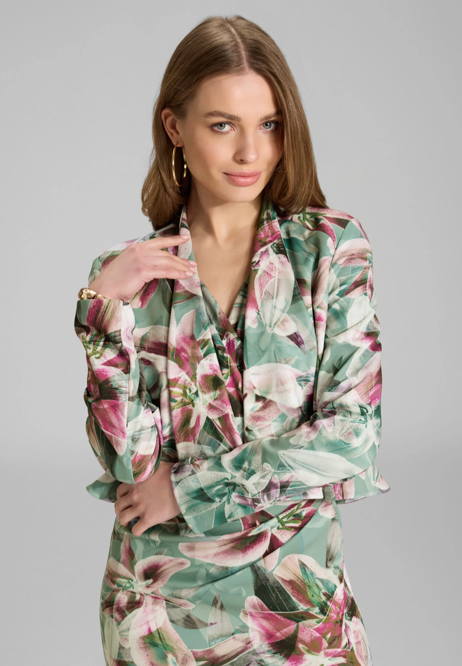 Bedruckter Scuba Blazer mit Wasserfall Kante - Image 9