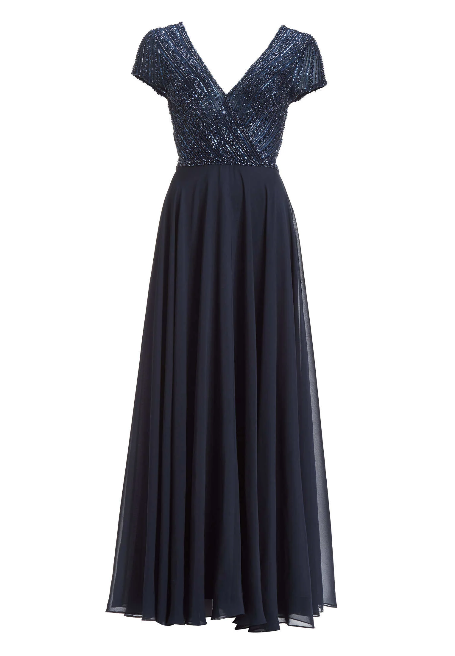 Besticktes Chiffonkleid mit kurzen Ärmeln - Image 6