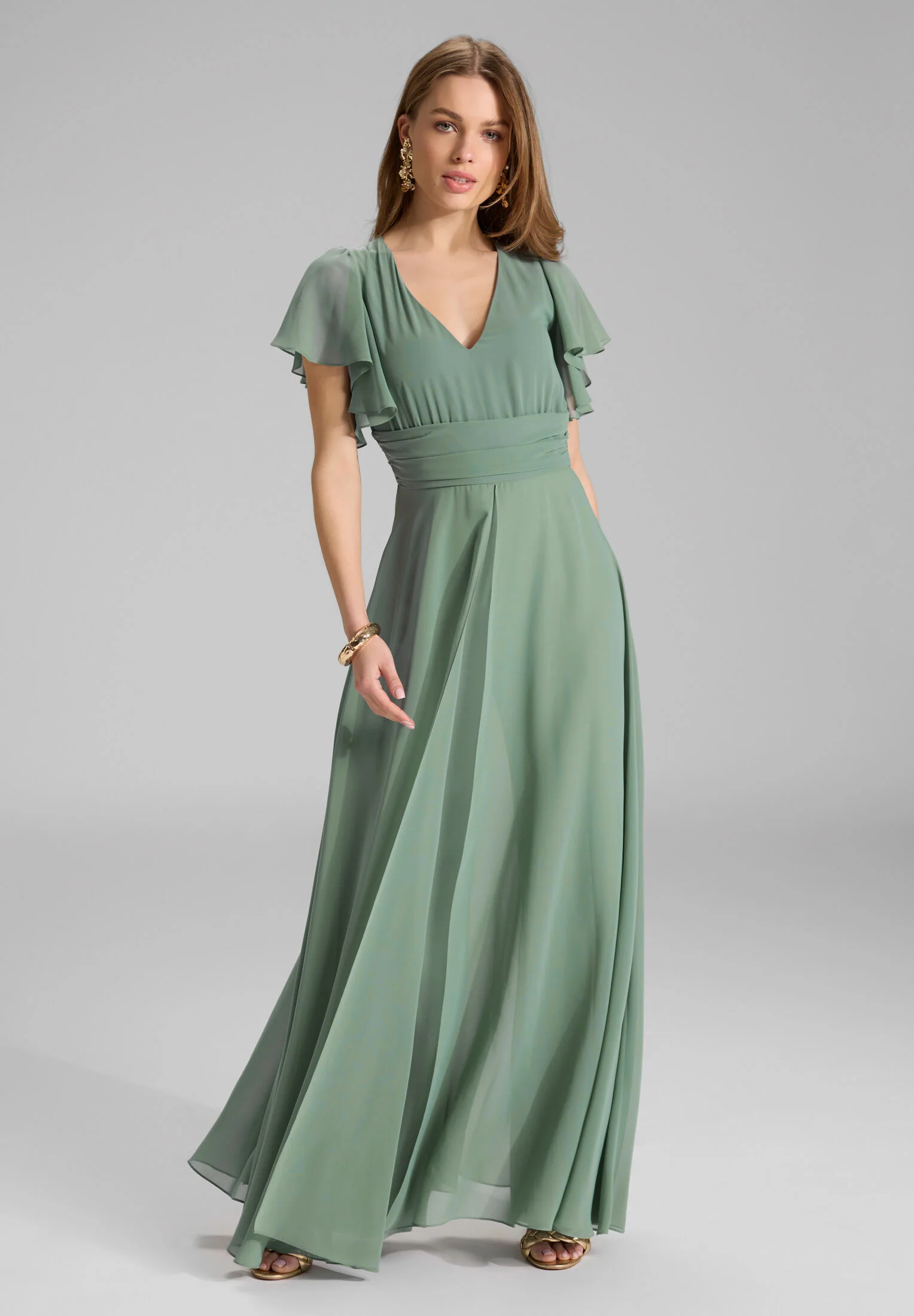 Chiffon Jumpsuit mit Überrock und Volantärmeln - Image 19