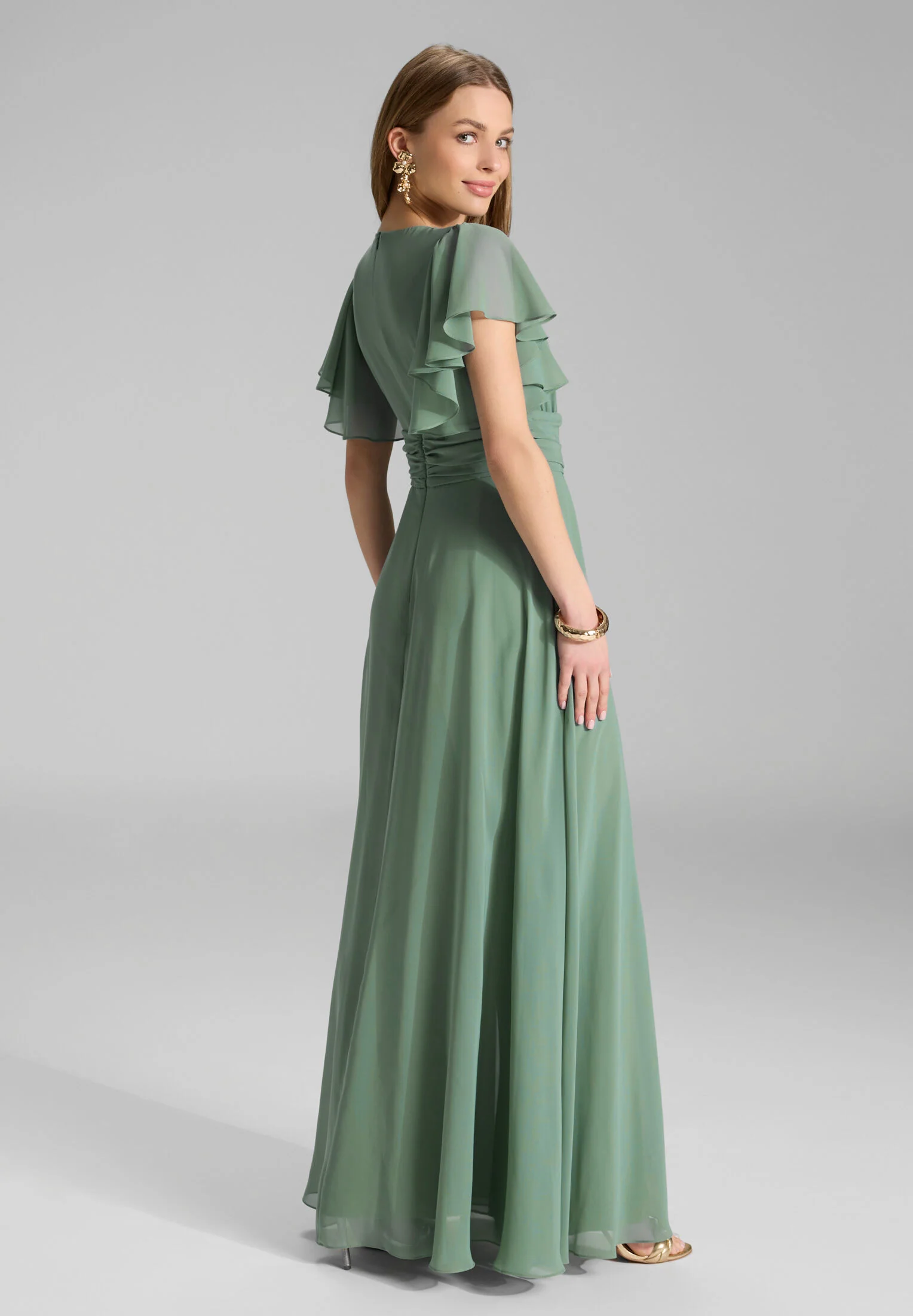 Chiffon Jumpsuit mit Überrock und Volantärmeln - Image 20