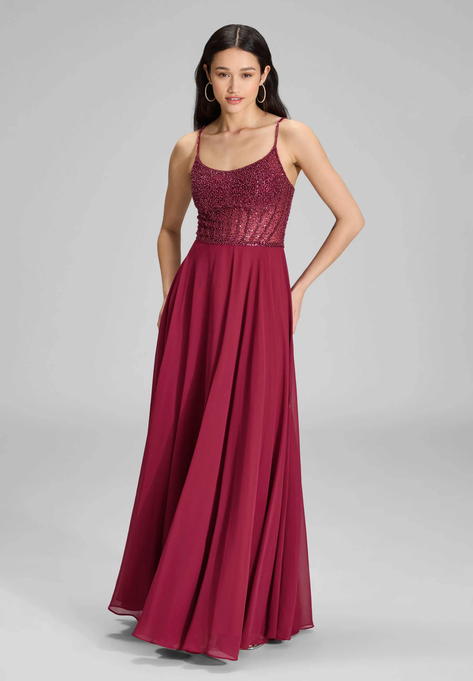 Chiffonkleid mit besticktem Top - Image 13