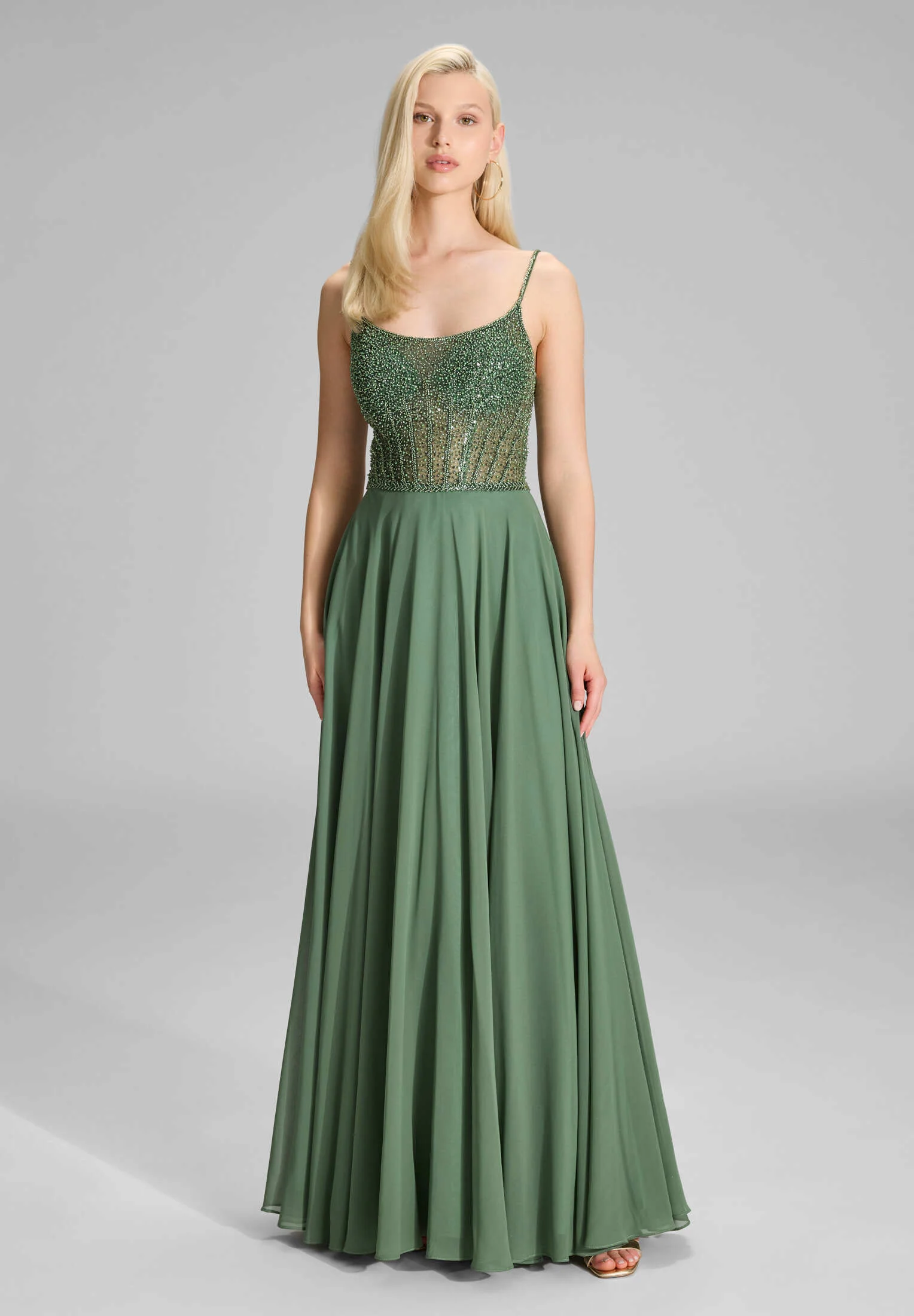 Chiffonkleid mit besticktem Top - Image 7