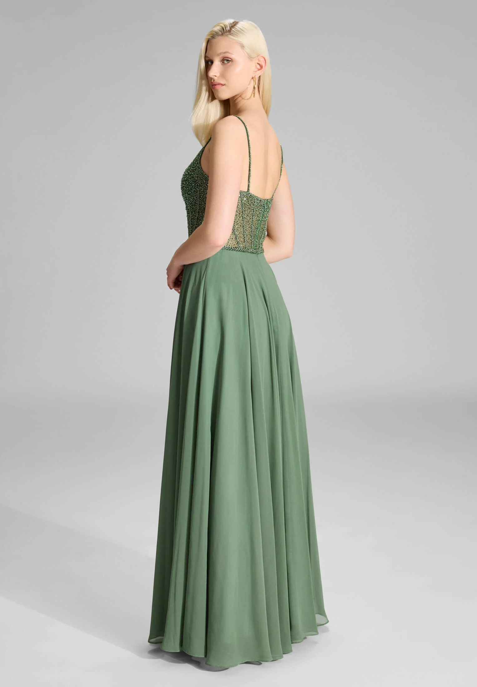 Chiffonkleid mit besticktem Top - Image 8