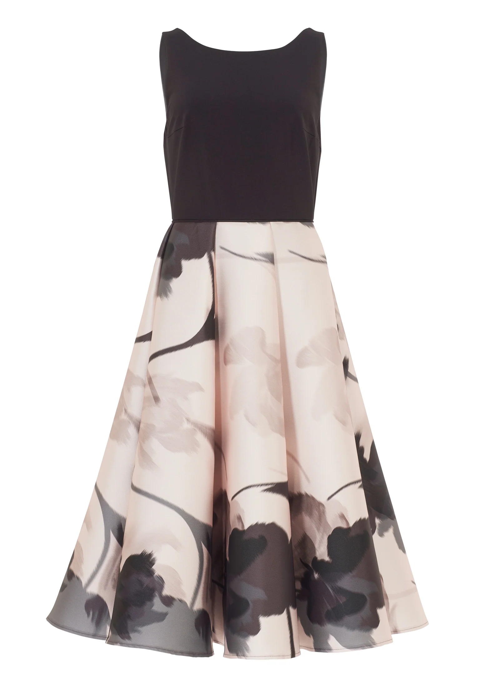 Cocktail Kleid aus bedrucktem Twill mit Scuba Oberteil - Image 6