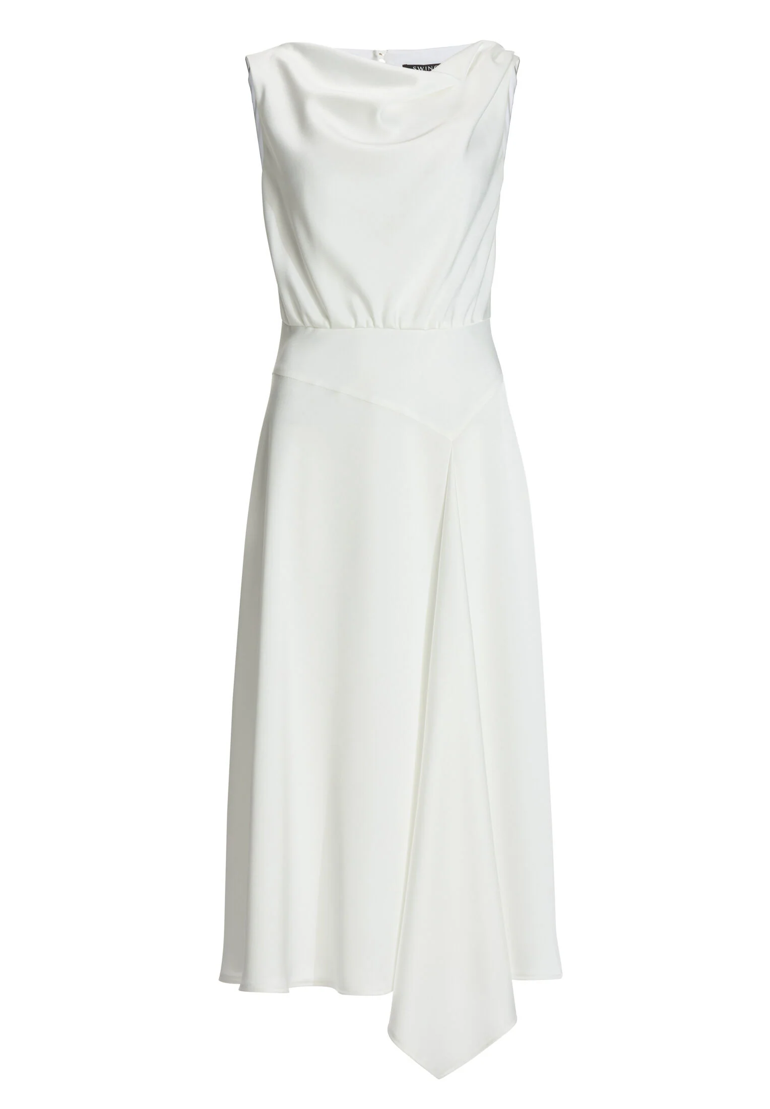 Cocktailkleid aus Satin mit Wasserfall Ausschnitt und seitlichem Godet - Image 6