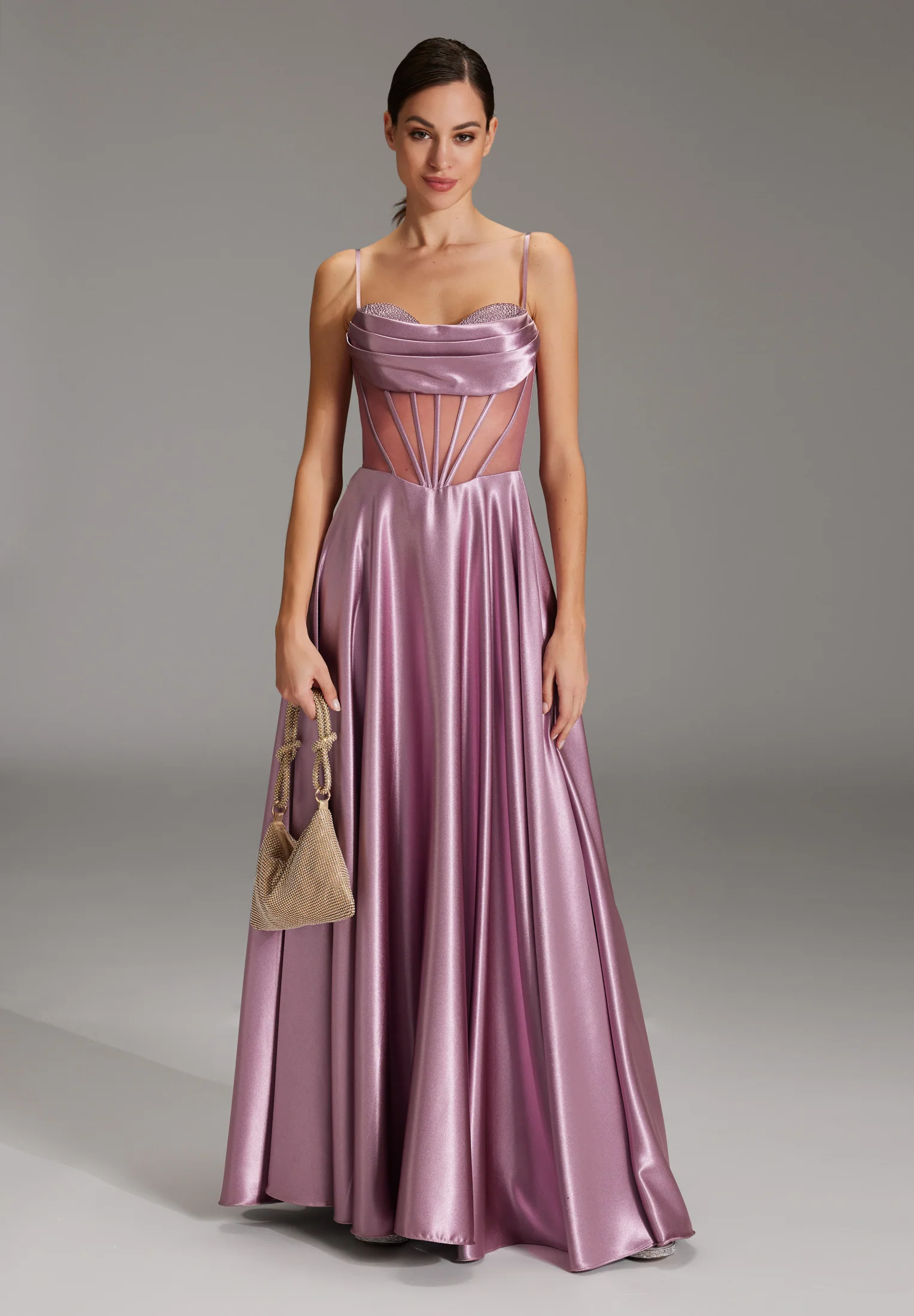 Elegante Handtasche aus glänzendem Strassgewebe - Image 4