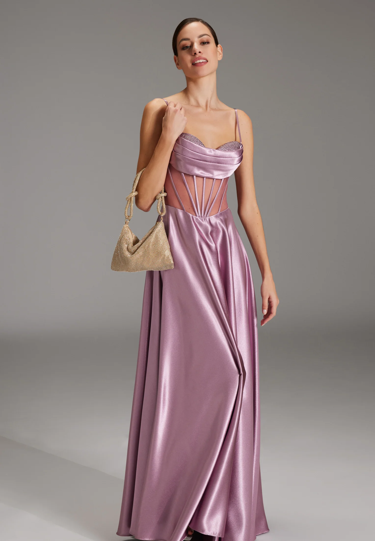 Elegante Handtasche aus glänzendem Strassgewebe - Image 6