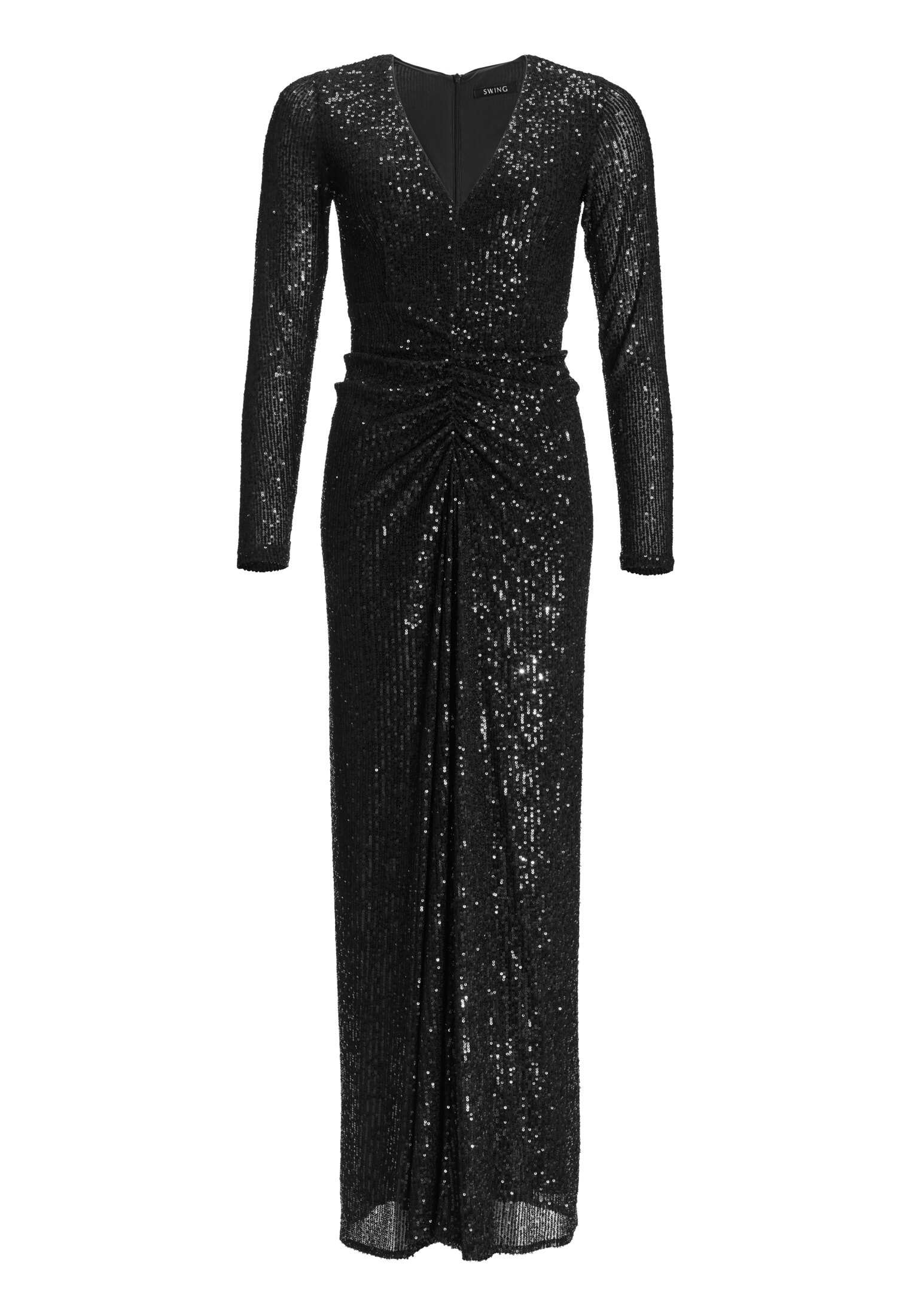 Gerafftes Abendkleid aus elastischer Paillette - Image 6