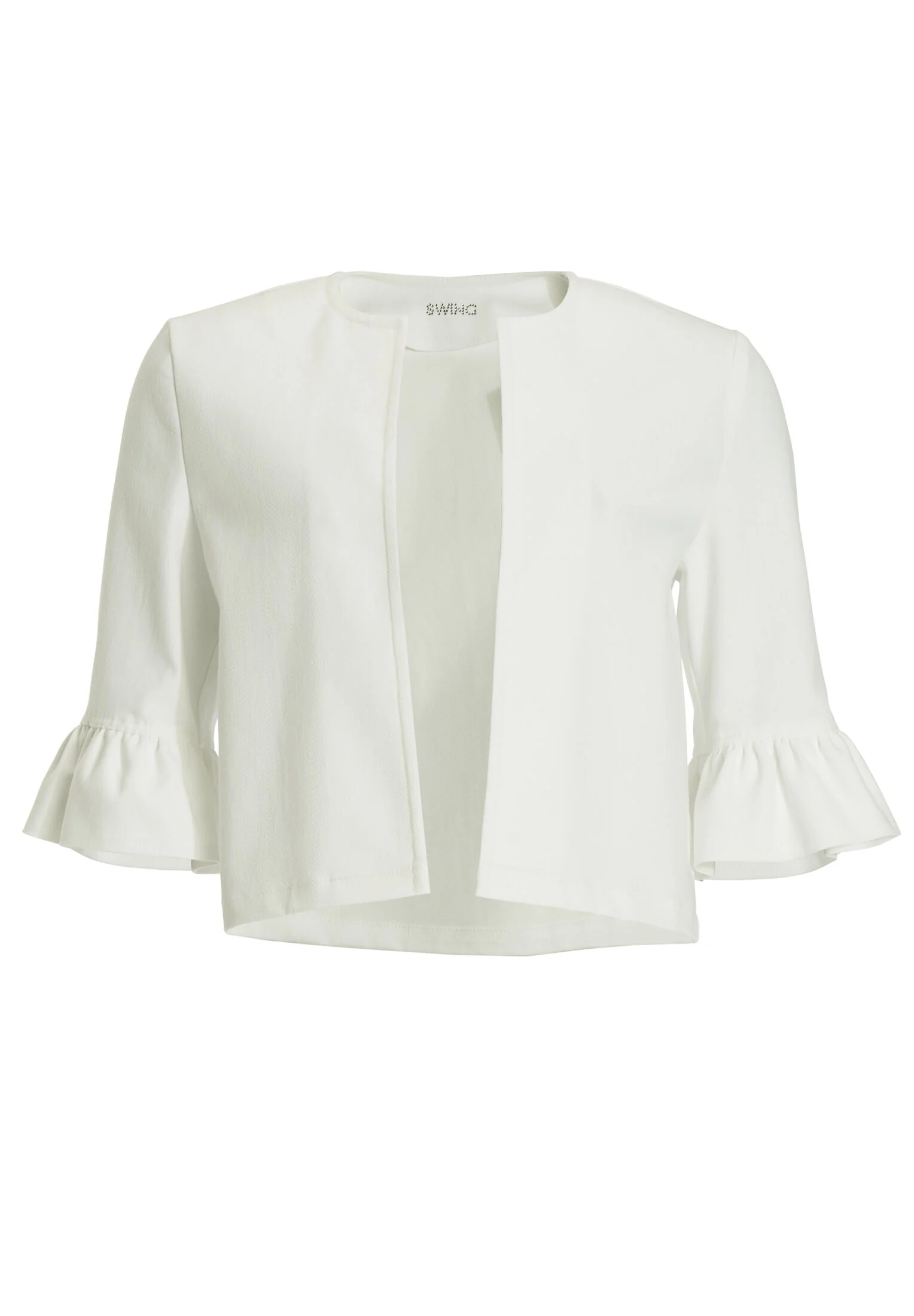 Kurze Jacke aus Stretch Denim mit Rüsche am Ärmelsaum - Image 6