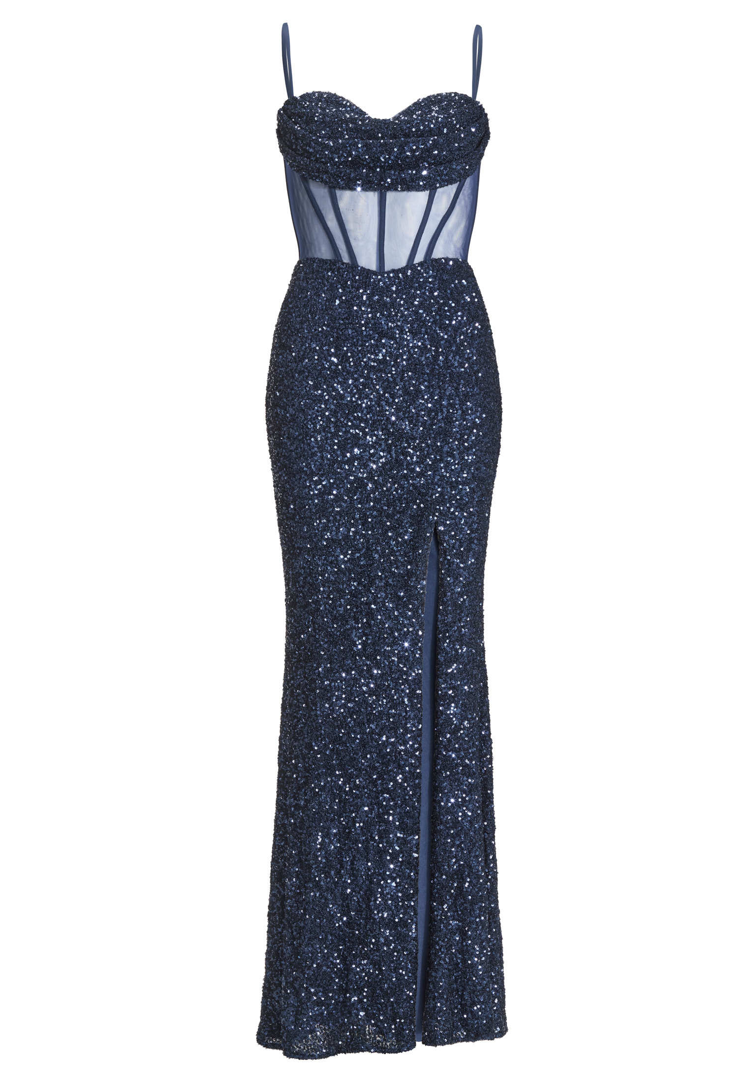 Paillettenkleid mit Taillenpart in See-through Optik - Image 6